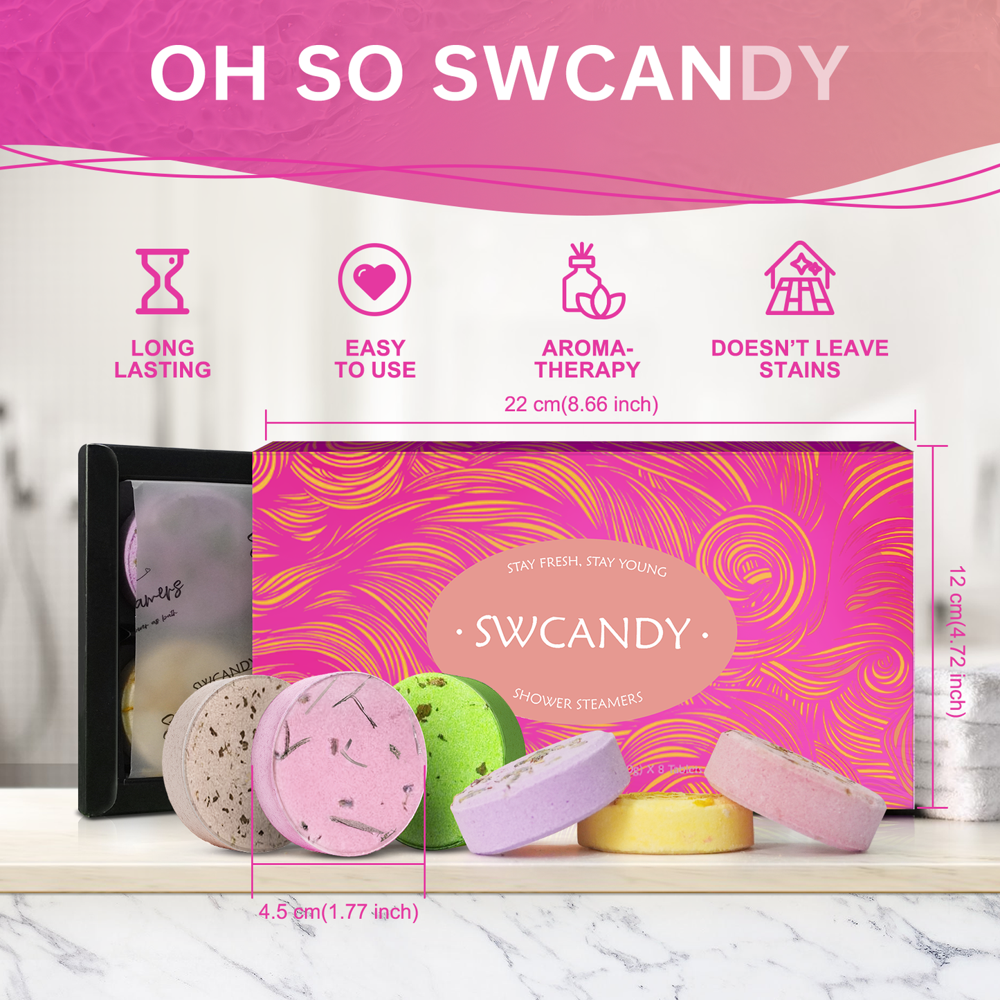 SWCandy 8 Pcs Aromatherapy Shower Steamers Gifts Set Fruit - SWCANDY