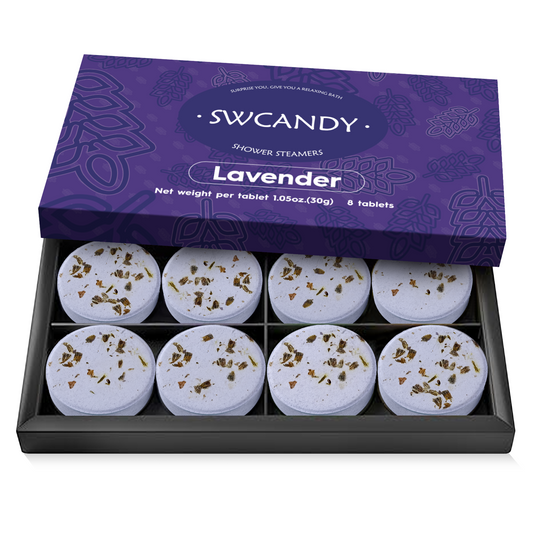 SWCANDY Lavender Aromatherapy Shower Steamers - 8 Pcs Gift Set