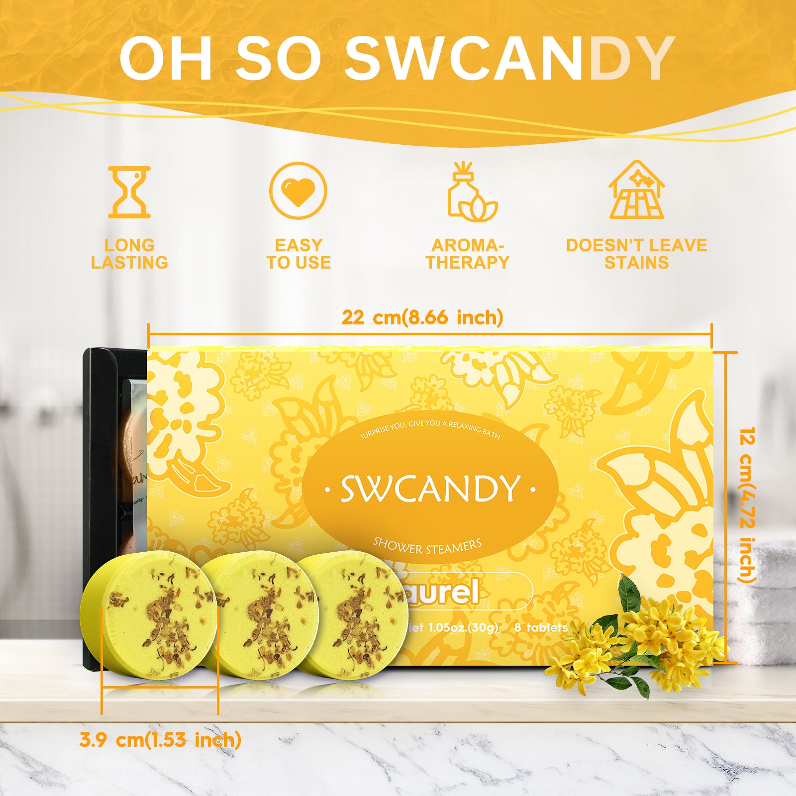 SWCandy Aromatherapy Shower Steamers Gifts Laurel 8 Pcs