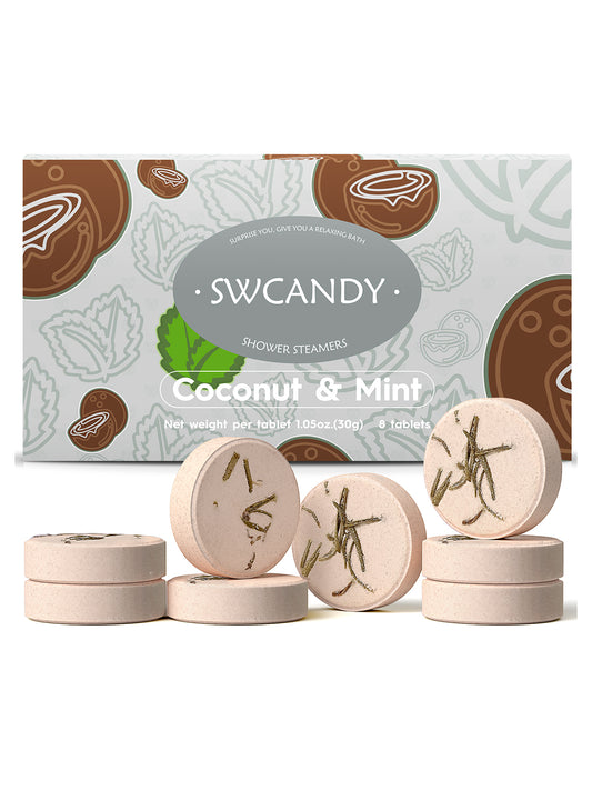 SWCandy Aromatherapy Shower Steamers Gifts Coconut Mint 8 Pcs