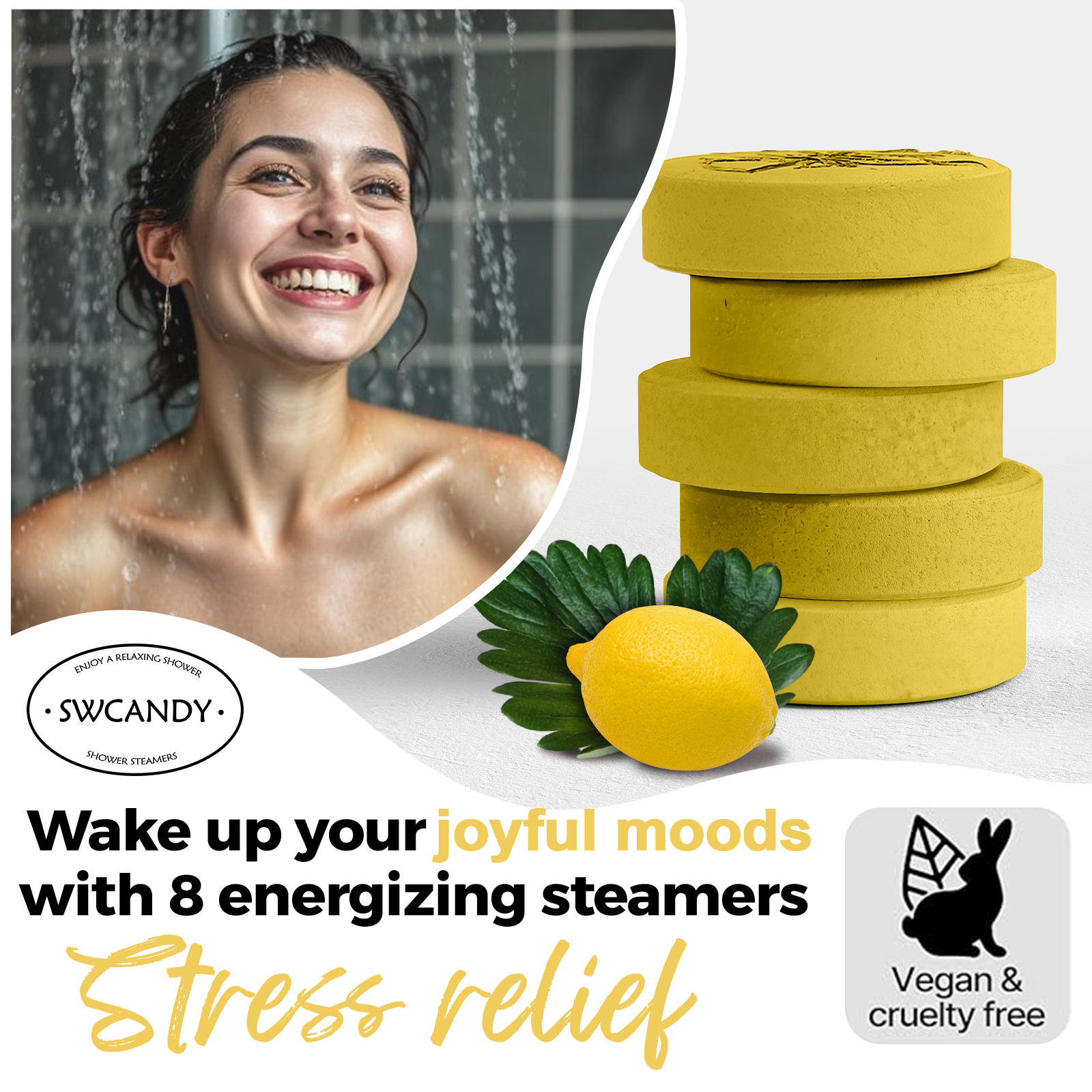 SWCandy Aromatherapy Shower Steamers Gifts Lemon 8 Pcs - SWCANDY