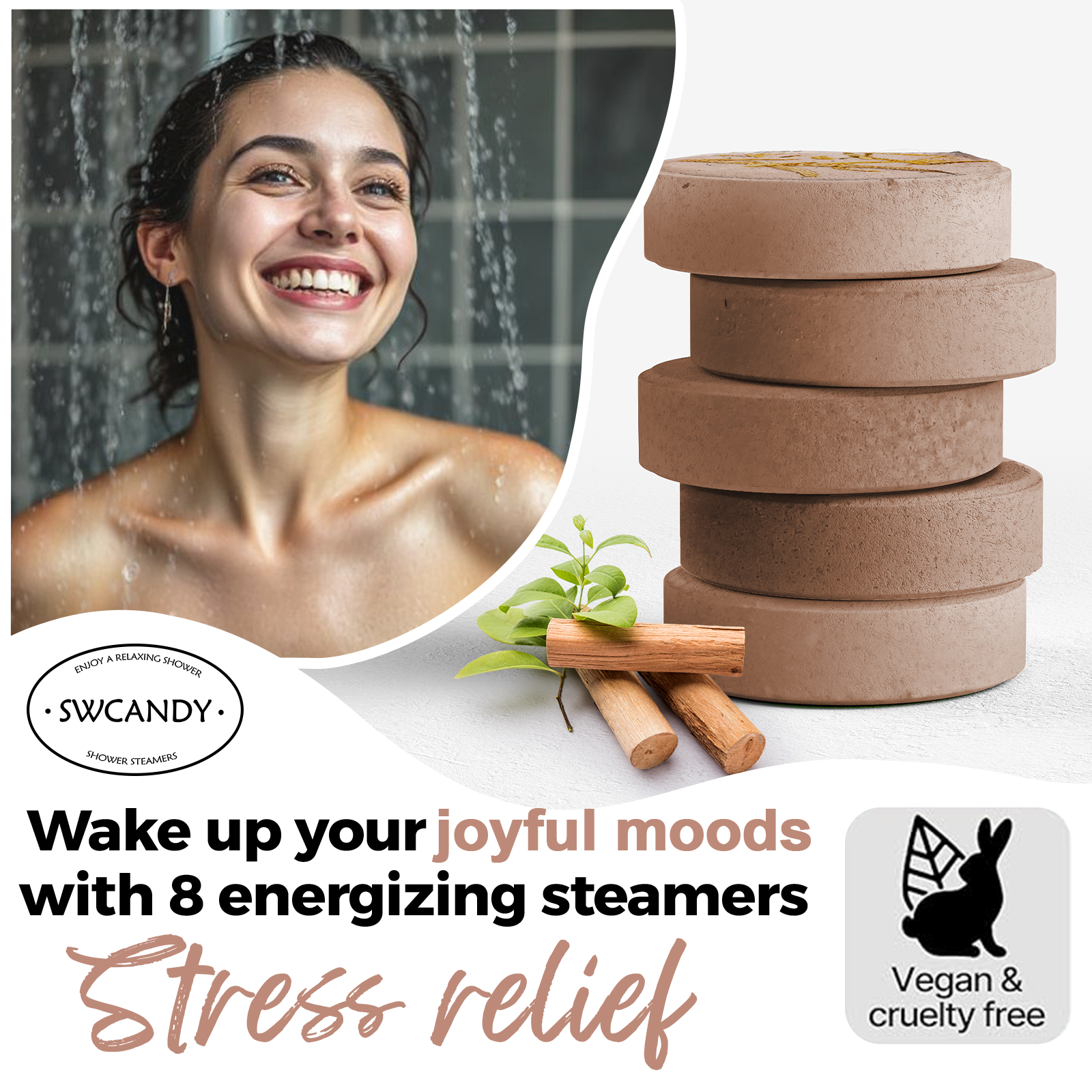 SWCandy Aromatherapy Shower Steamers Gifts Sandalwood 8 Pcs