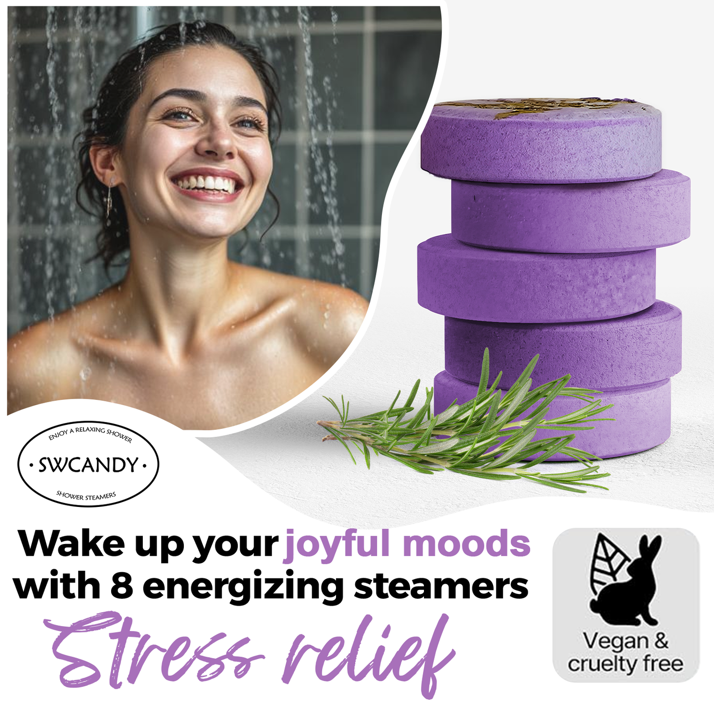 SWCandy Aromatherapy Shower Steamers Gifts Rosemary 8 Pcs - SWCANDY