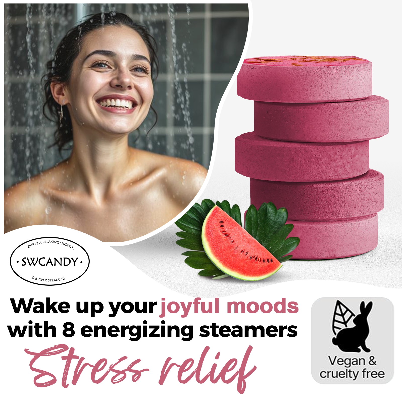 SWCandy Aromatherapy Shower Steamers Gifts Watermelon 8 Pcs - SWCANDY