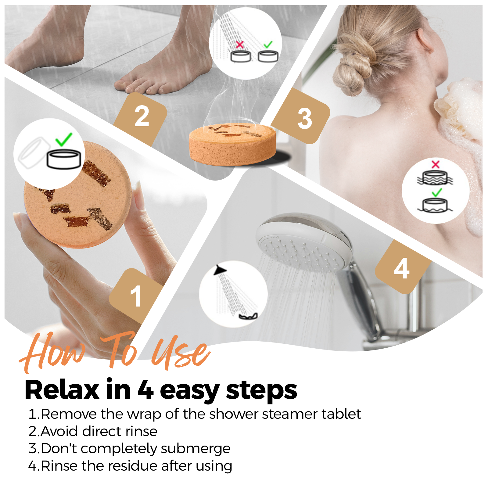 SWCandy Aromatherapy Shower Steamers Gifts Grapefruit 8 Pcs