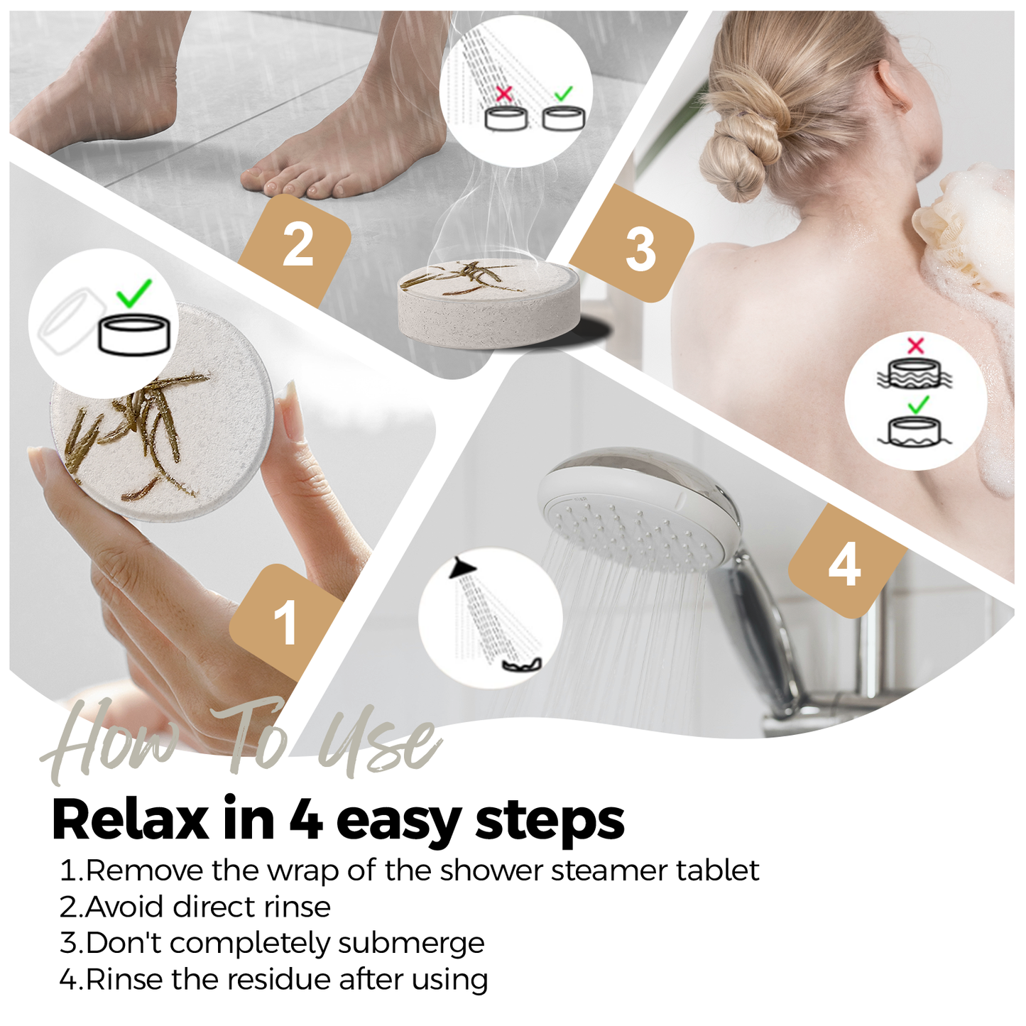 SWCandy Aromatherapy Shower Steamers Gifts Coconut Mint 8 Pcs - SWCANDY