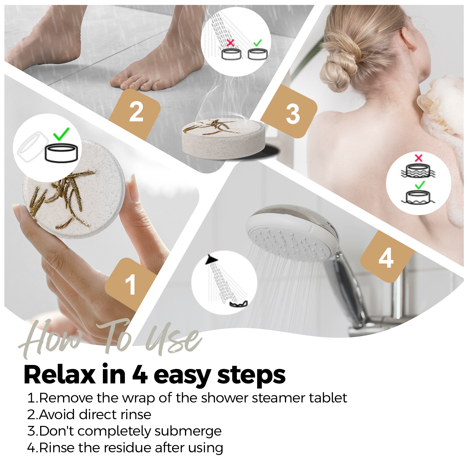 SWCandy Aromatherapy Shower Steamers Gifts Coconut Mint 8 Pcs - SWCANDY