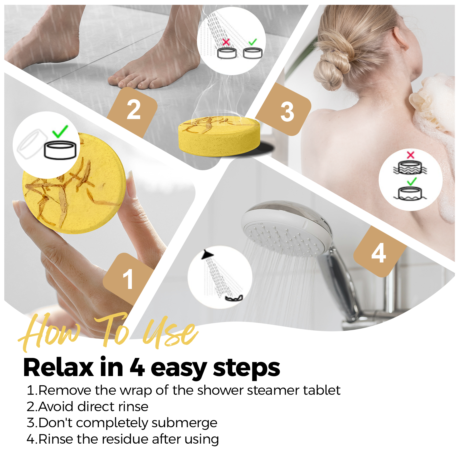 SWCandy Aromatherapy Shower Steamers Gifts Lemon 8 Pcs