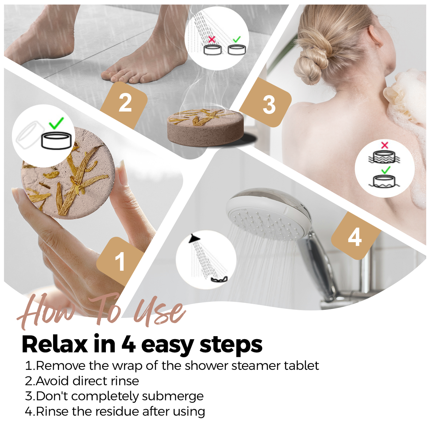 SWCandy Aromatherapy Shower Steamers Gifts Sandalwood 8 Pcs - SWCANDY