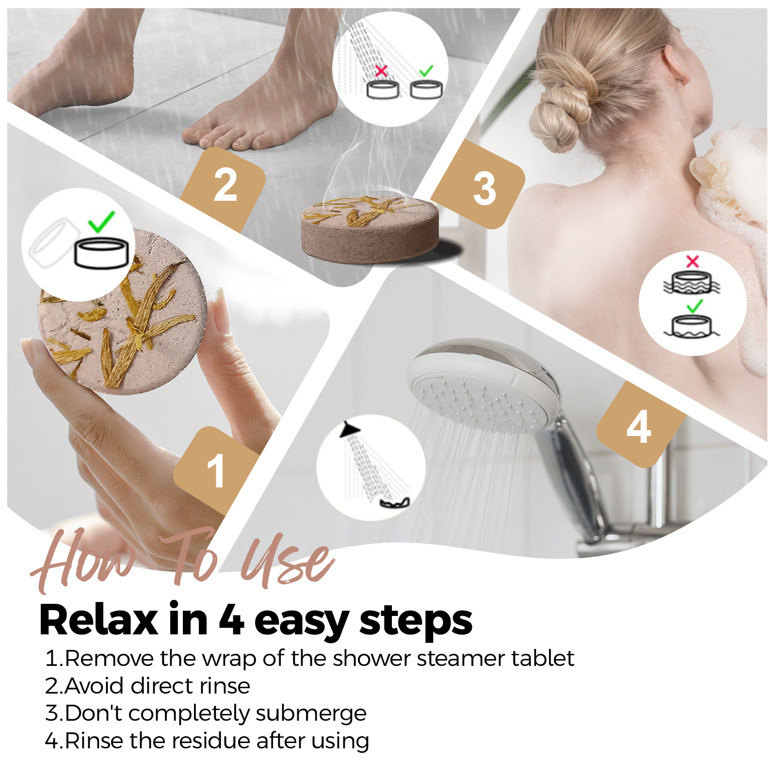 SWCandy Aromatherapy Shower Steamers Gifts Sandalwood 8 Pcs - SWCANDY