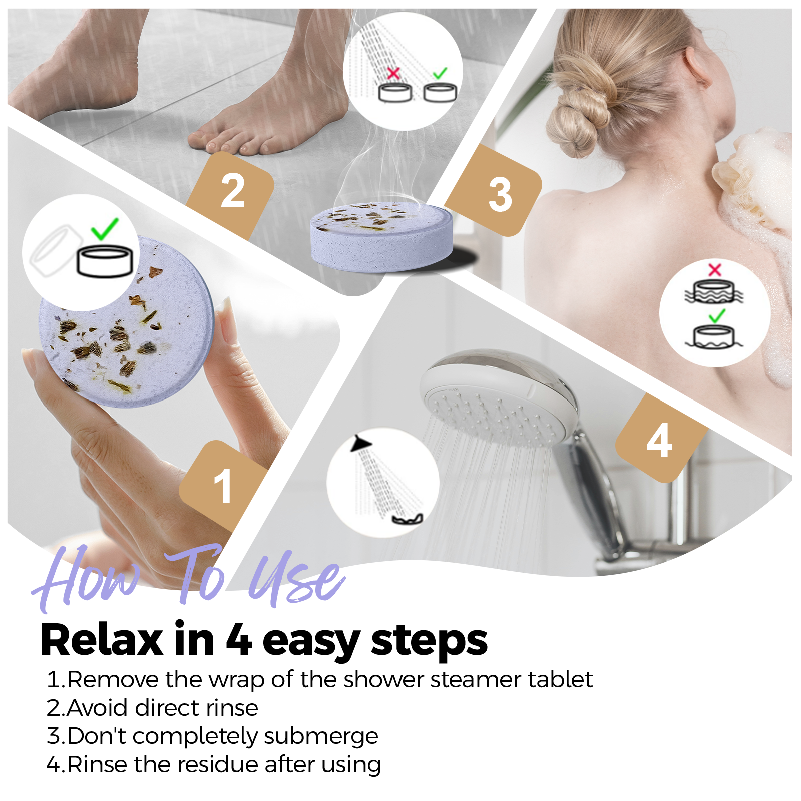 SWCandy Aromatherapy Shower Steamers Gifts Lavender 8 Pcs