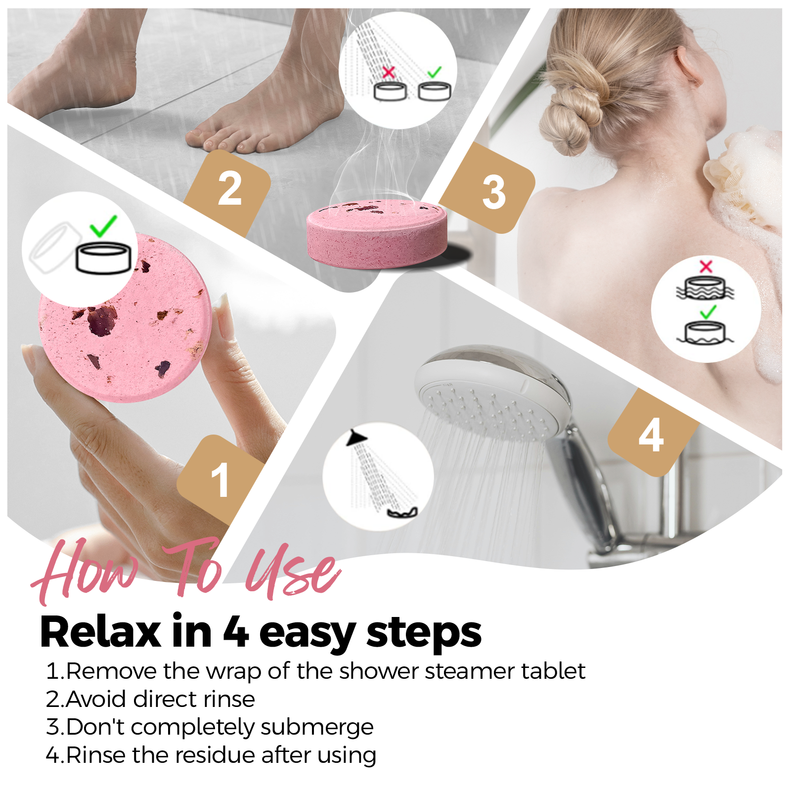 SWCandy Aromatherapy Shower Steamers Gifts Rose 8 Pcs