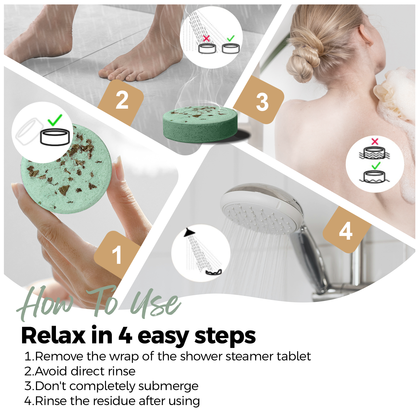 SWCandy Aromatherapy Shower Steamers Gifts Mint 8 Pcs - SWCANDY