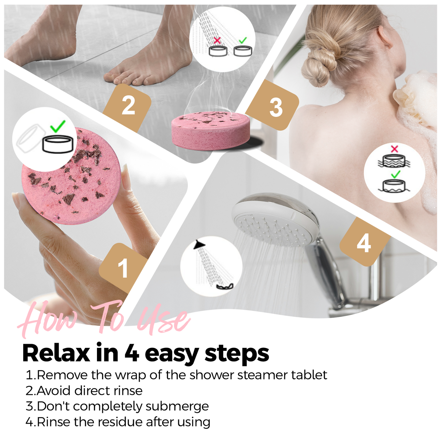 SWCandy Aromatherapy Shower Steamers Gifts Strawberry 8 Pcs