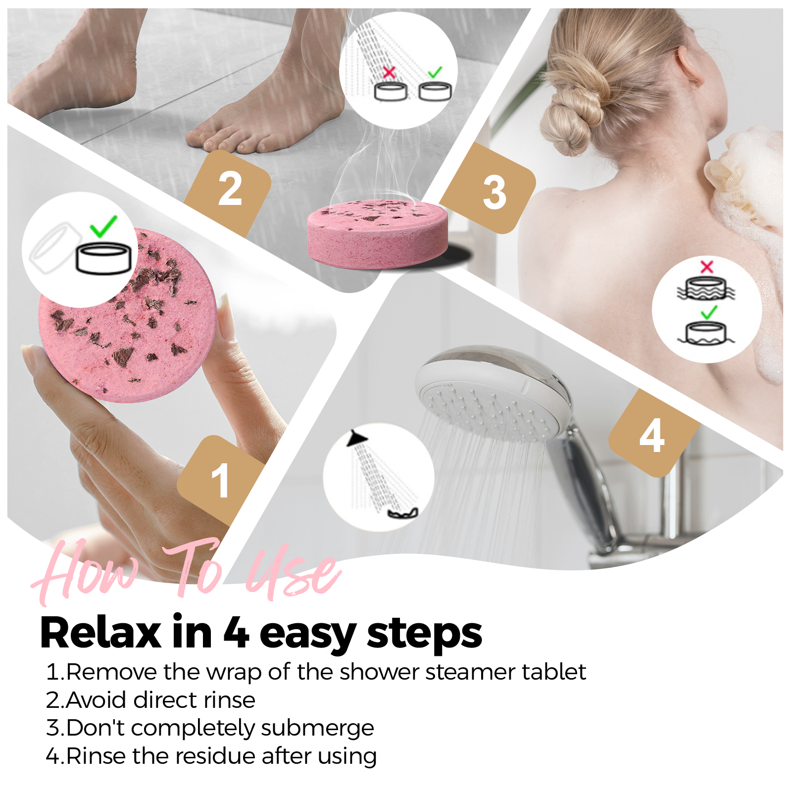 SWCandy Aromatherapy Shower Steamers Gifts Strawberry 8 Pcs