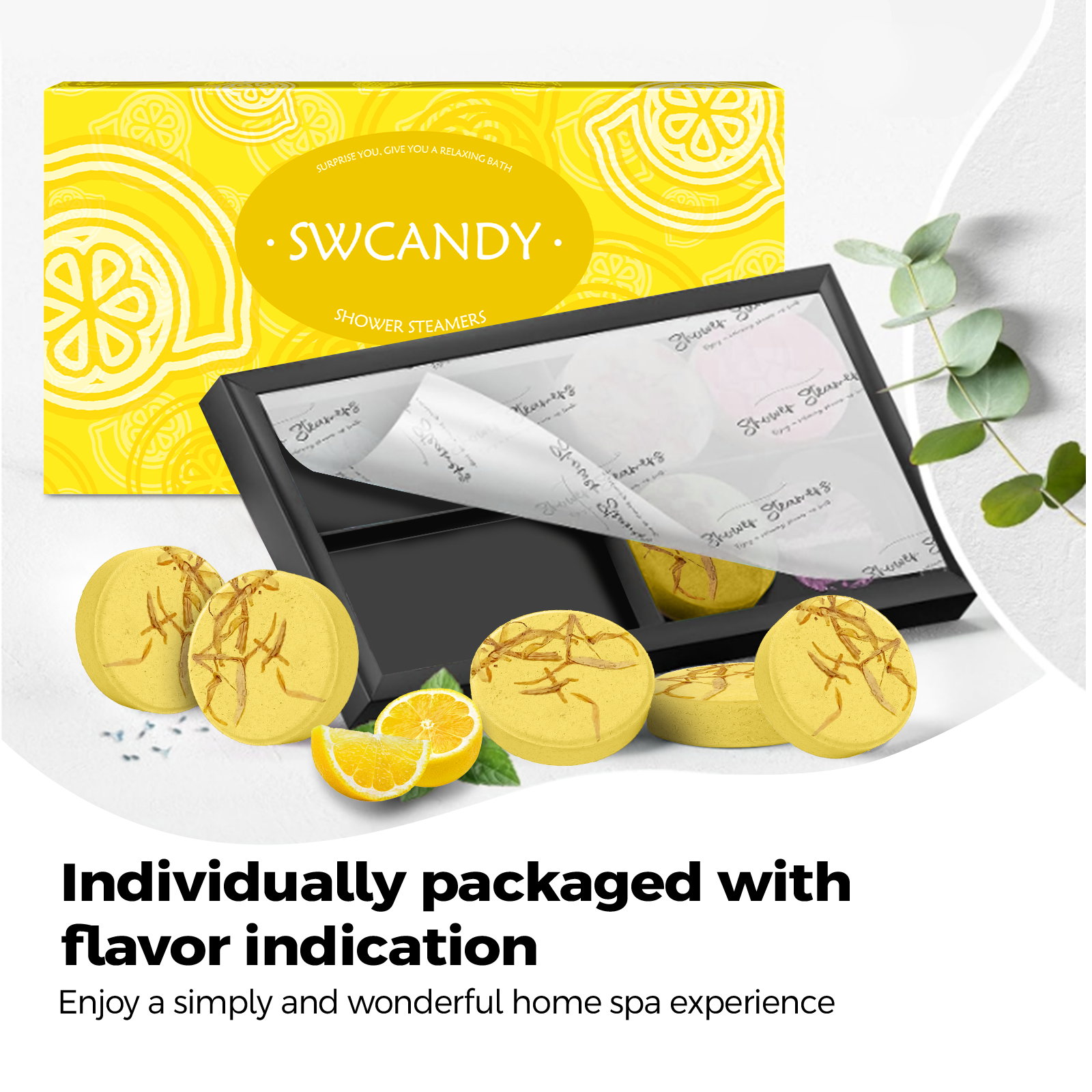 SWCandy Aromatherapy Shower Steamers Gifts Lemon 8 Pcs - SWCANDY