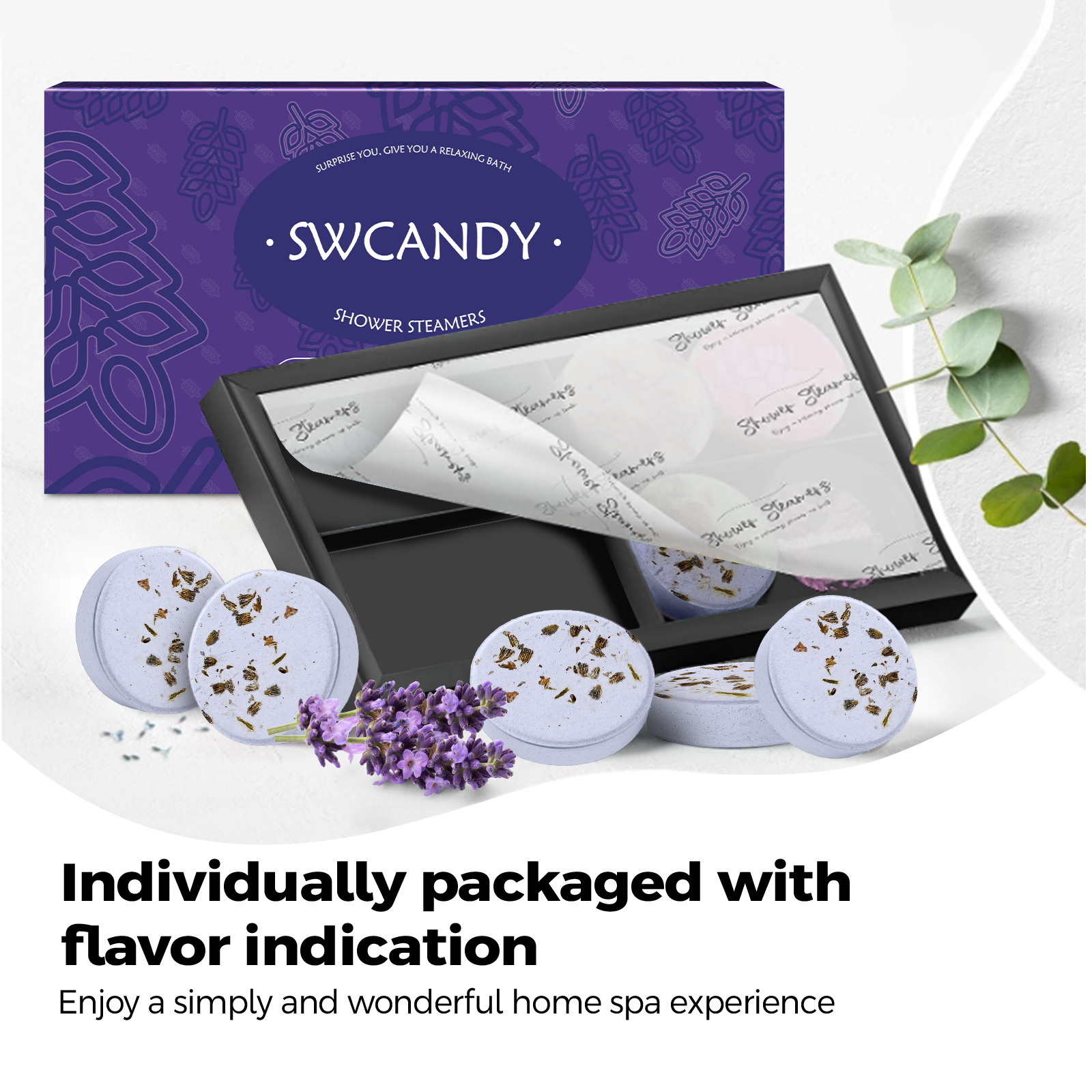SWCandy Aromatherapy Shower Steamers Gifts Lavender 8 Pcs