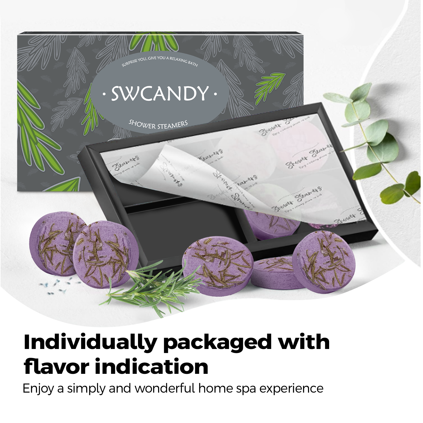 SWCandy Aromatherapy Shower Steamers Gifts Rosemary 8 Pcs - SWCANDY
