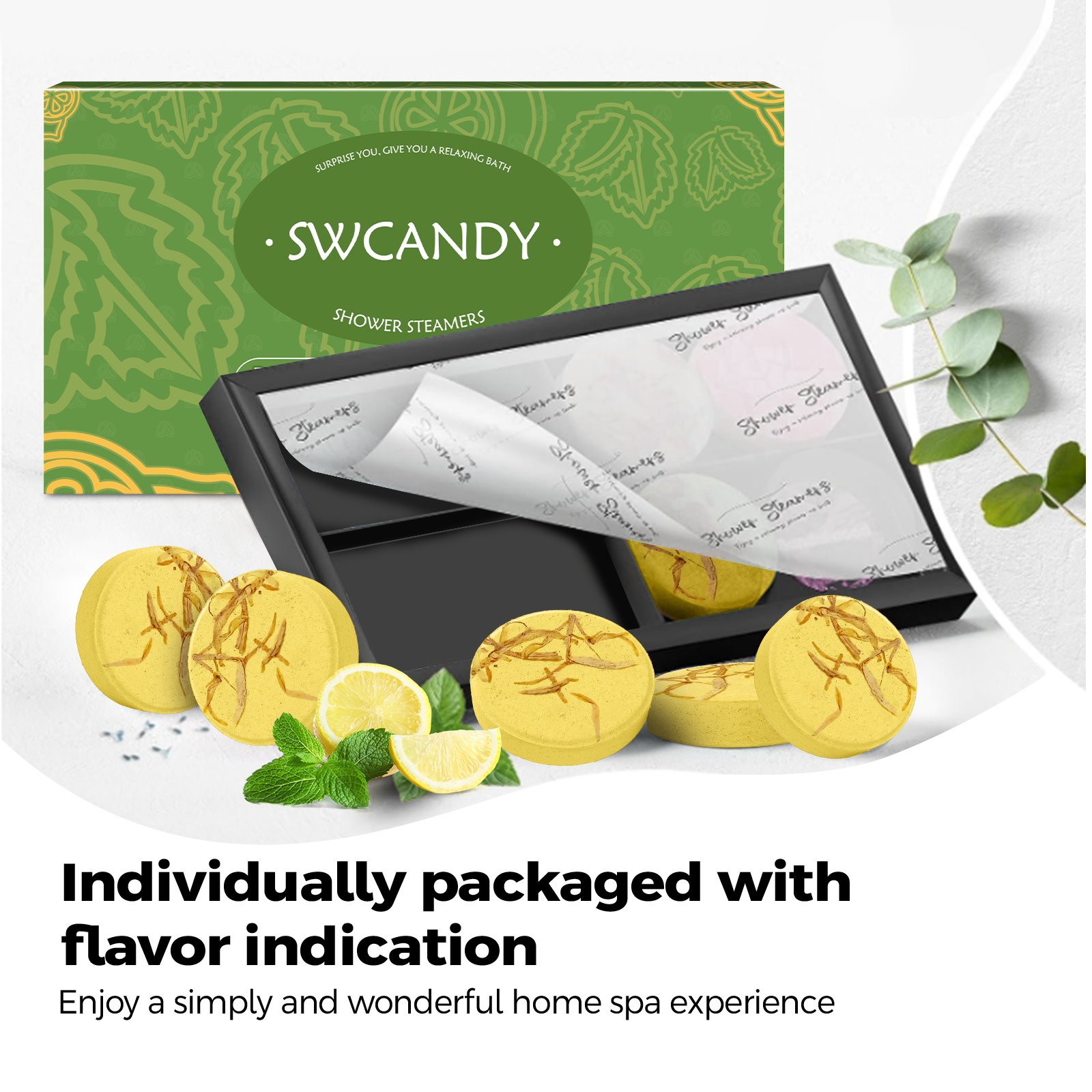 SWCandy Aromatherapy Shower Steamers Gifts Lemon Mint 8 Pcs