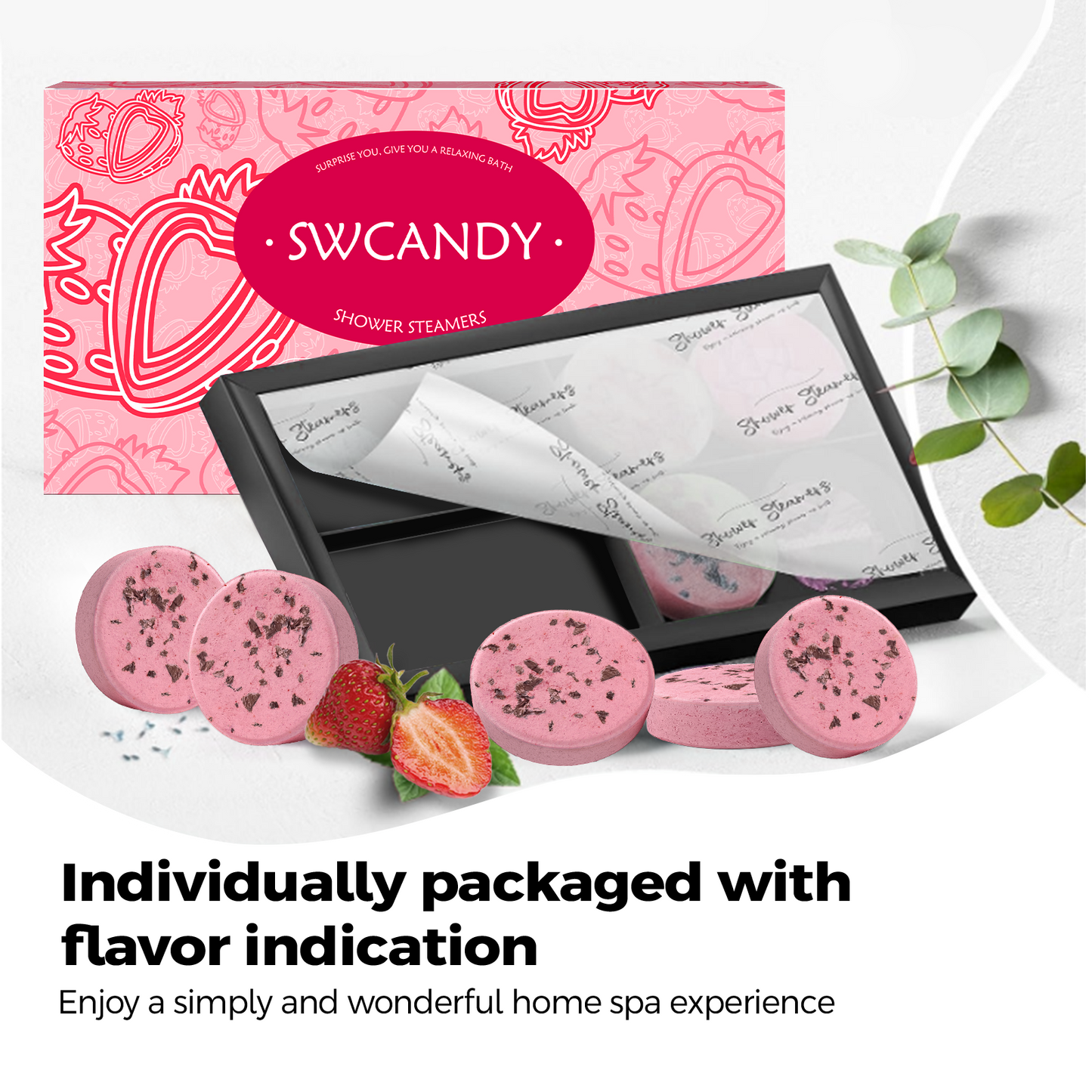 SWCandy Aromatherapy Shower Steamers Gifts Strawberry 8 Pcs