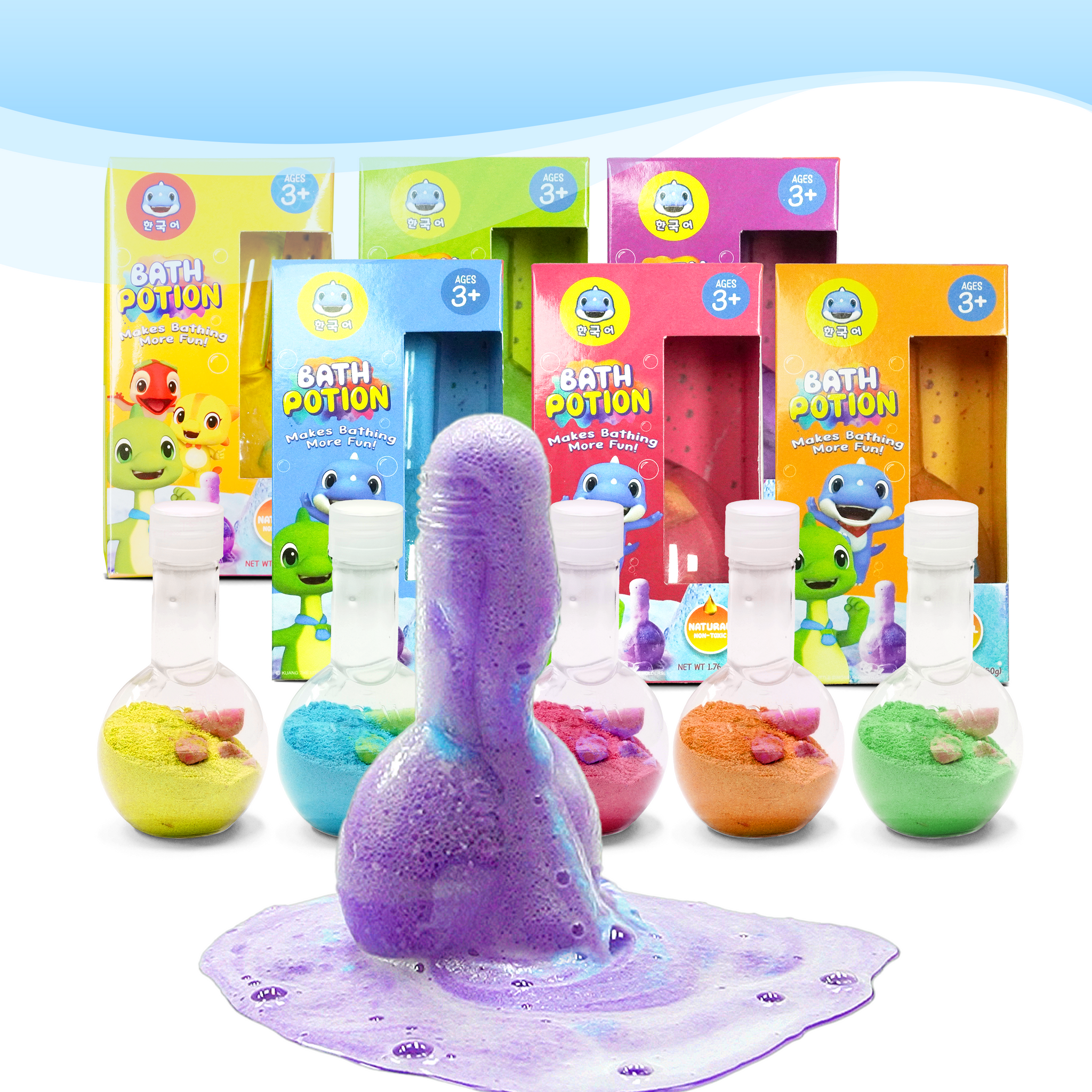 SWCandy Kids Bath Bombs Potions 6 Pack PURPLE Bubble Bath Toys for Kids