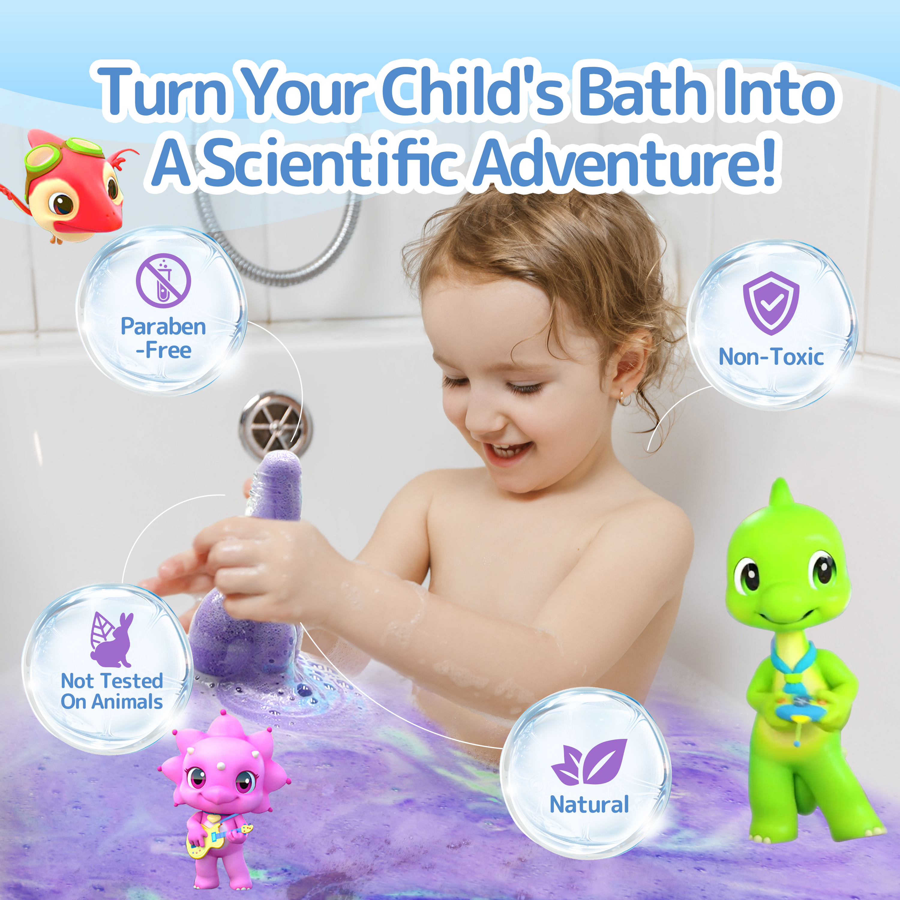 SWCandy Kids Bath Bombs Potions 6 Pack PURPLE Bubble Bath Toys for Kids