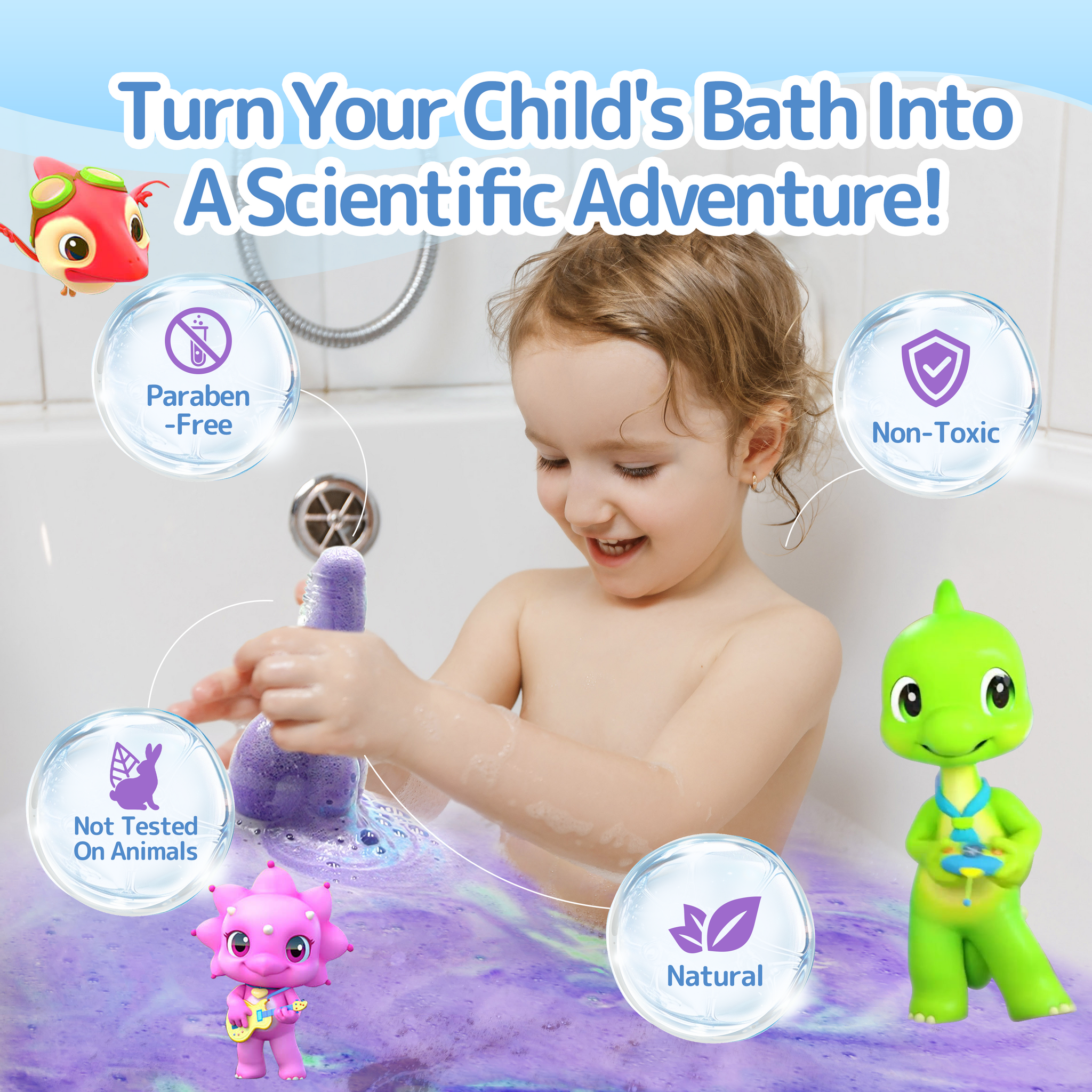 SWCandy Kids Bath Bombs Potions 6 Pack PURPLE Bubble Bath Toys for Kids