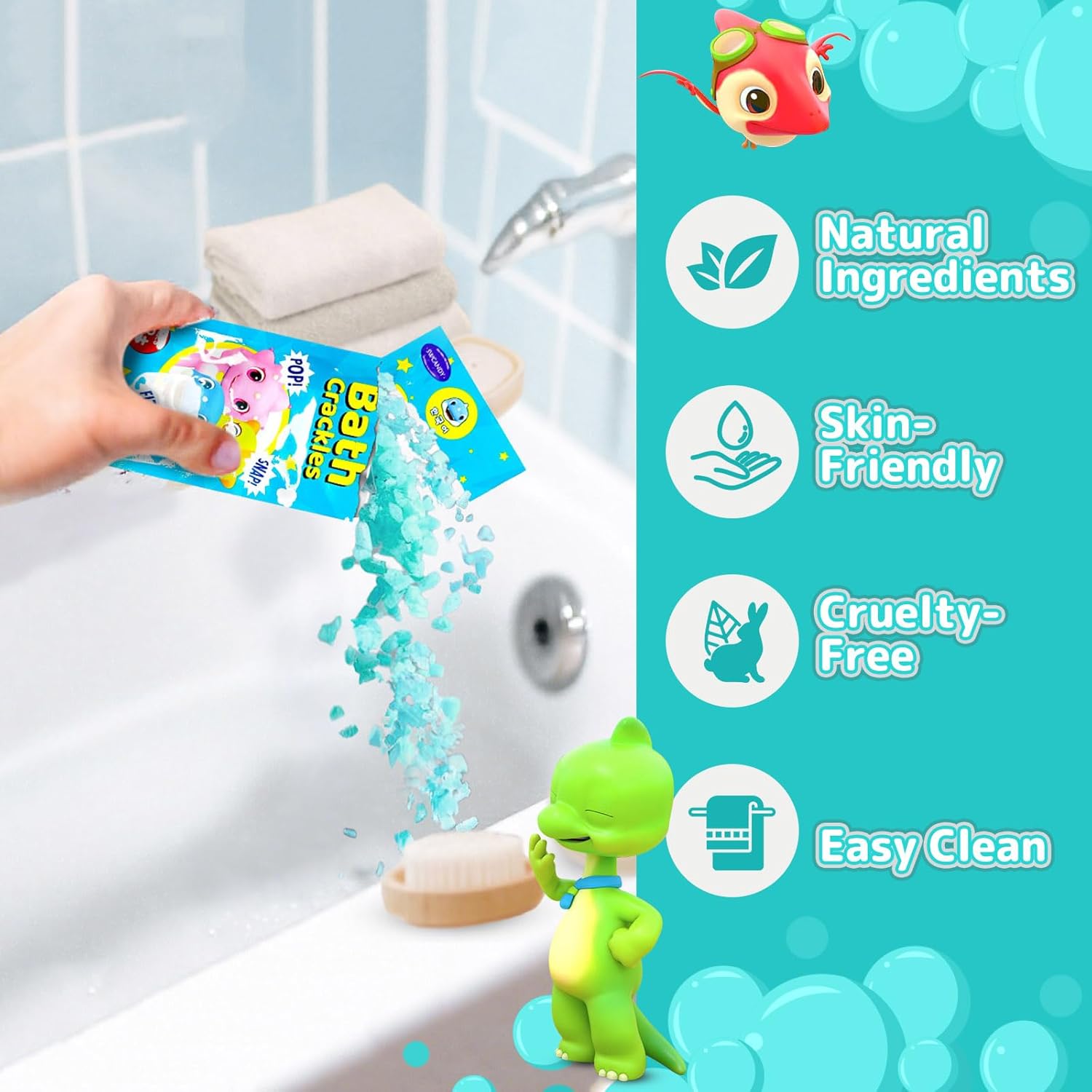 Bath Crackles for Kids 12 Pack, Toddler Bath Toys Nontoxic & Fragrance-Free a Unique Kids, Swirl Water for Fizzy Fun Easter Basket Stuffers