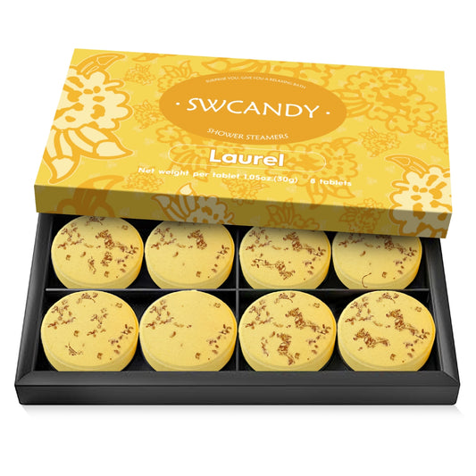 SWCANDY Aromatherapy Shower Steamers Gift Set - 8 Pcs Laurel Scented Relaxation Essentials