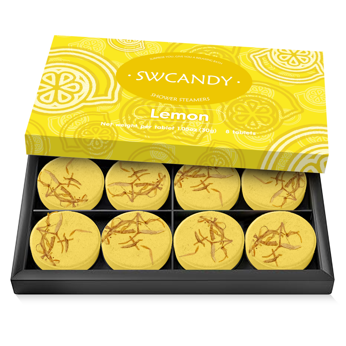 SWCANDY Aromatherapy Shower Steamers Gifts - 8 Pcs Lemon Scented Stress Relief