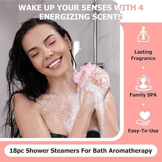 SWCANDY Aromatherapy Shower Steamers – 18 Pcs Essential Oil Pouch for Stress Relief and Spa at Home