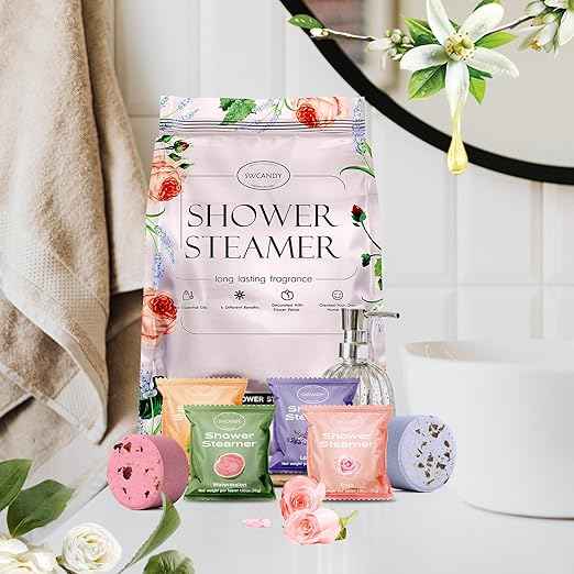 SWCANDY Aromatherapy Shower Steamers – 18 Pcs Essential Oil Pouch for Stress Relief and Spa at Home