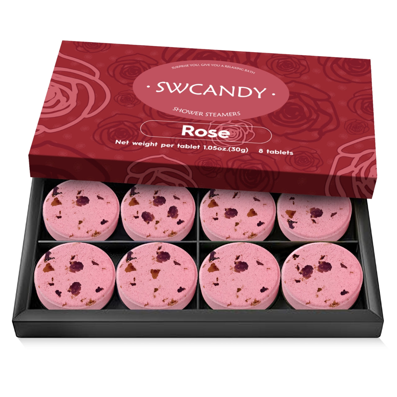 SWCANDY Aromatherapy Shower Steamers - Rose Scented Gift Set of 8 Pcs