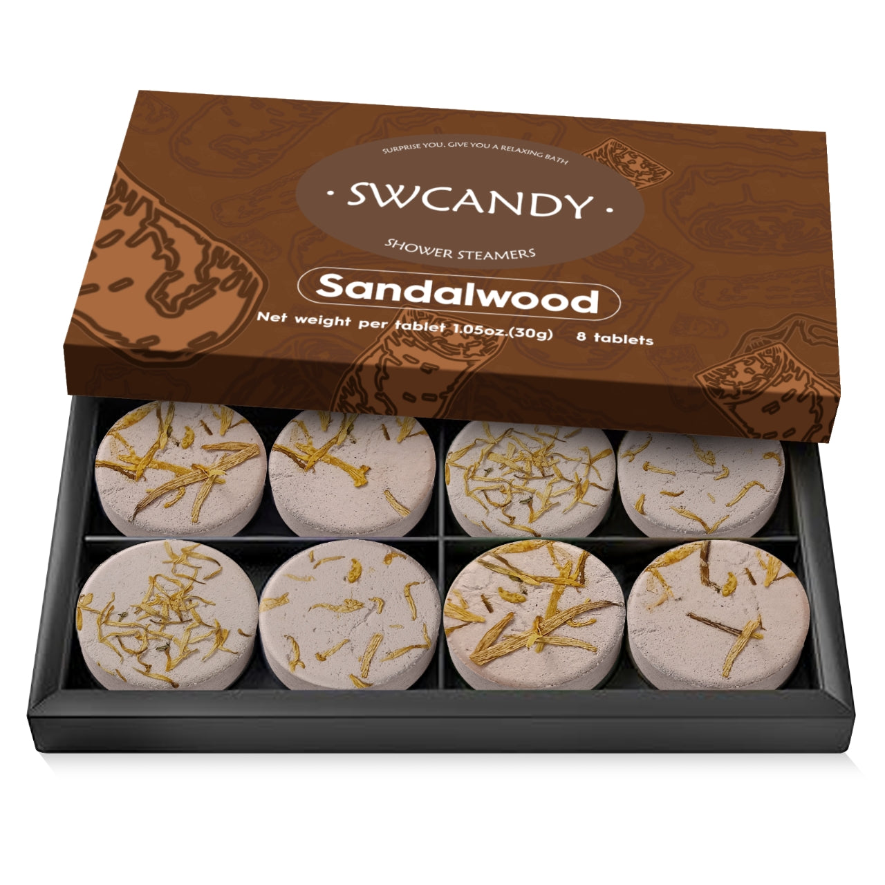 SWCandy Aromatherapy Shower Steamers Gifts Sandalwood 8 Pcs