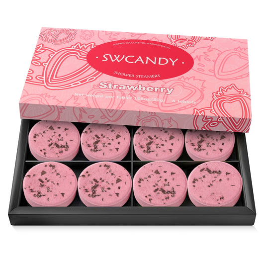SWCANDY Aromatherapy Shower Steamers - Strawberry Scented Gift Set of 8 Pcs