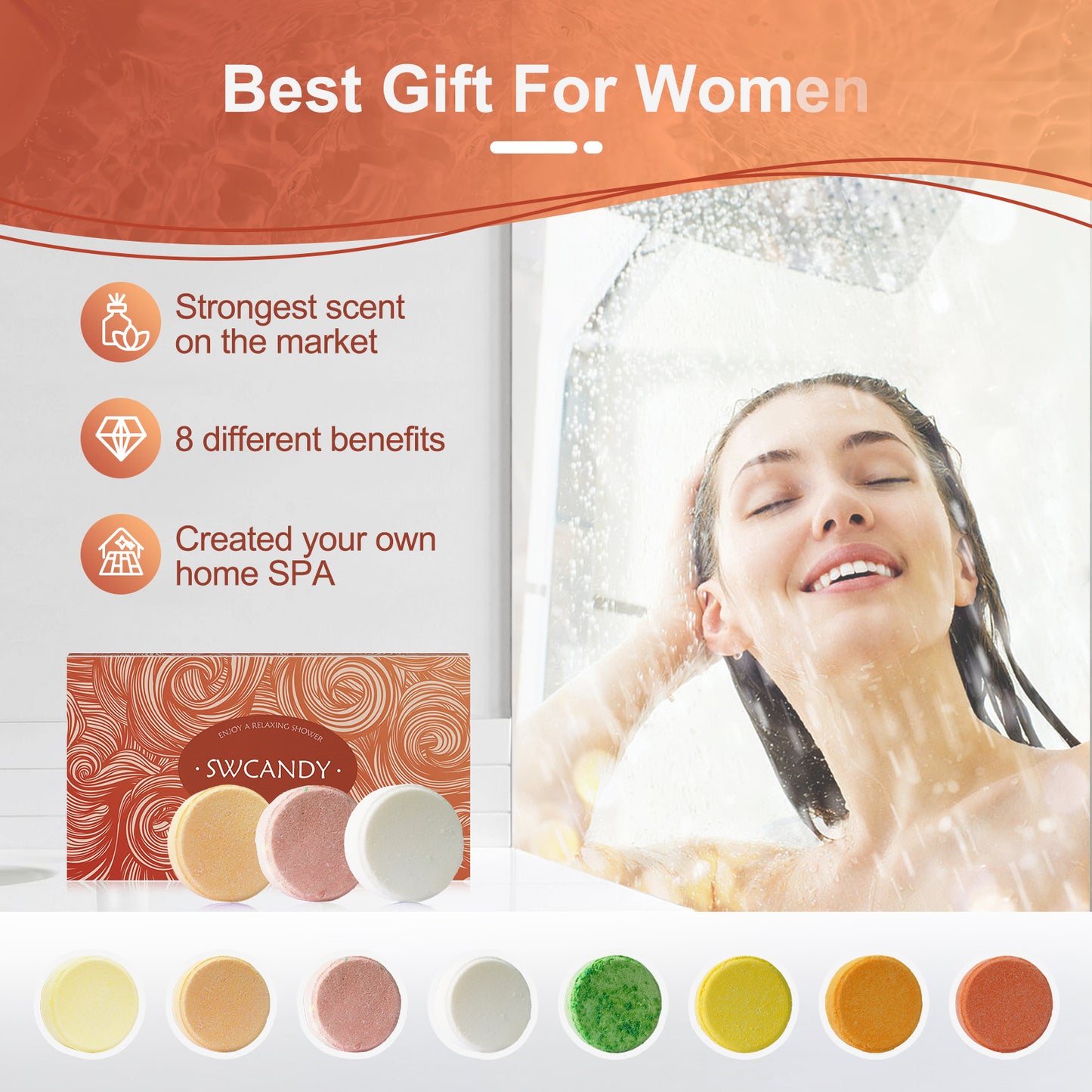SWCandy 8 Pcs Aromatherapy Shower Steamers Gifts Set Fruit