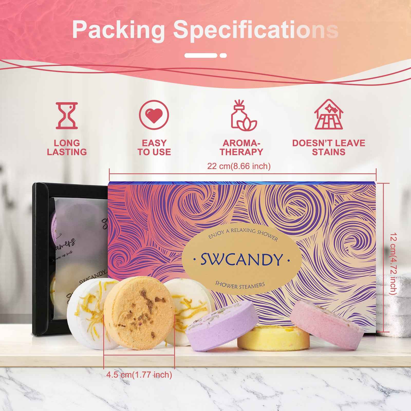 SWCandy 8 Pcs Aromatherapy Shower Steamers Gifts Set Flower